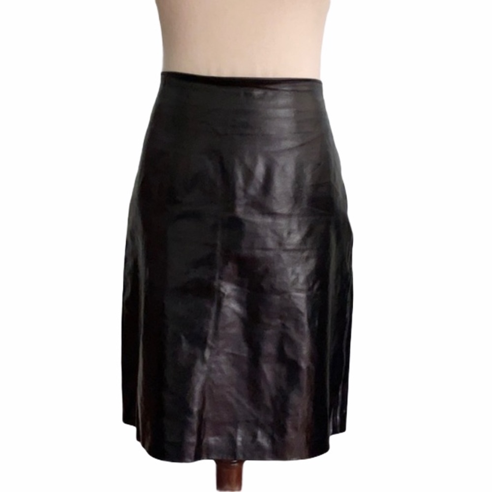 Vintage Finity Black Leather Mini Skirt - 10